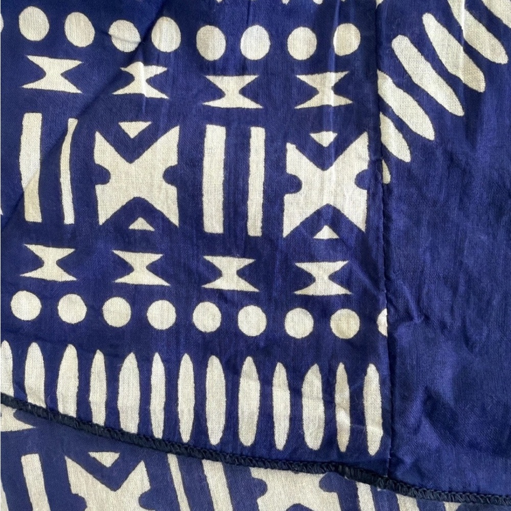 Soft Surroundings Maxi Skirt Blue Geometric Print Size Lg Elastic Waist Bohemian - Picture 7 of 8
